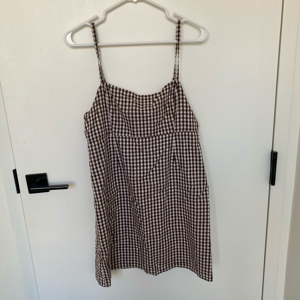 Urban Outfitters Plaid Square Neck Mini Dress